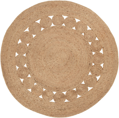 3' Hand Woven Tortilla Brown Round Area Throw Rug - IMAGE 1