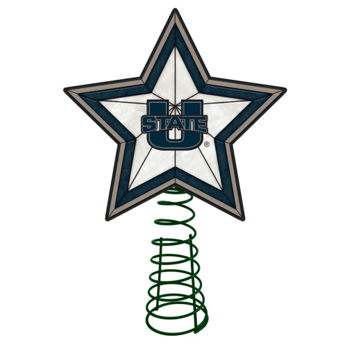 10" Lighted Blue and Gray Star NCAA Utah State Aggies Christmas Tree Topper - IMAGE 1