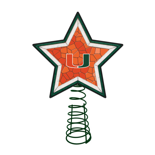 10" Lighted Red and Black Star NCAA Miami Hurricanes Christmas Tree Topper - IMAGE 1