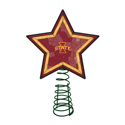10" Lighted Red and Yellow Star NCAA Iowa State Cyclones Christmas Tree Topper - IMAGE 1