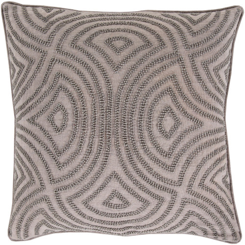 18" Gray Geometric Beaded Design Square Throw Pillow Cover - IMAGE 1