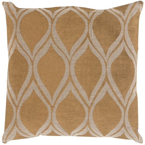 18" Brown and Gold Transitional Square Throw Pillow Cover - IMAGE 1