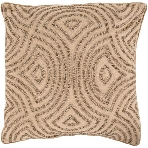 18" Taupe Brown Pearl Designed Geometric Square Throw Pillow Cover - IMAGE 1