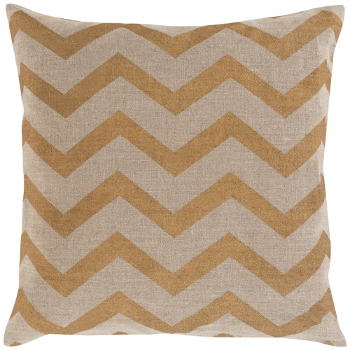 22" Gold and Brown Chevron Square Throw Pillow Cover - IMAGE 1