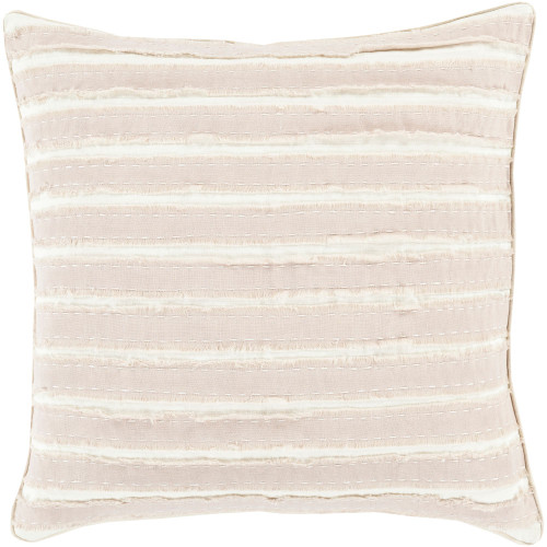 20" Cream White and Taupe Brown Striped Square Throw Pillow Cover - IMAGE 1