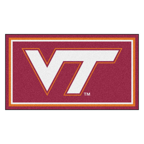 3' x 5' White and Orange NCAA Virginia Tech Hokies Rectangular Plush Area Throw Rug - IMAGE 1