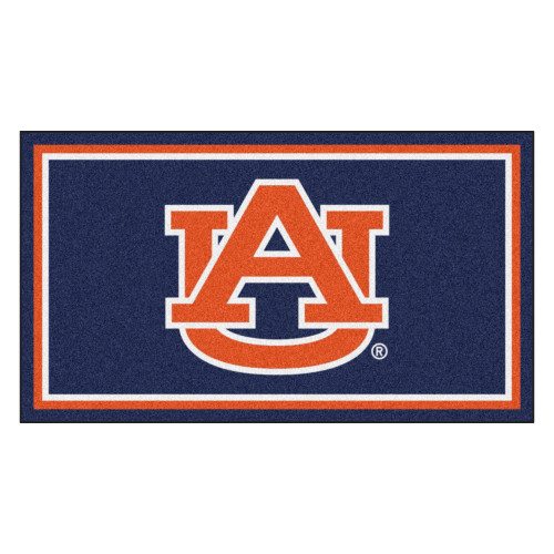 3' x 5' Blue and Orange NCAA Auburn Tigers Rectangular Plush Area Throw Rug - IMAGE 1