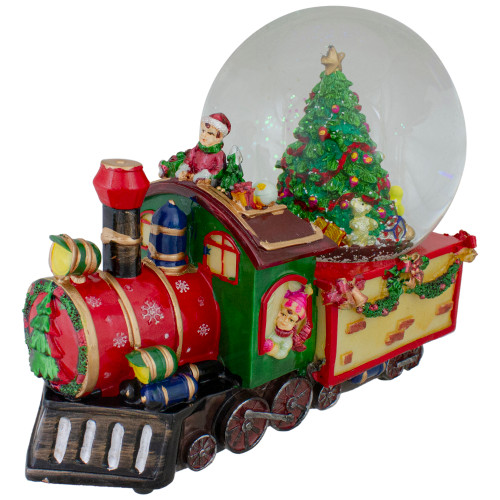 Christmas Train with Tree Musical Snow Globe Decoration - 8" - IMAGE 1
