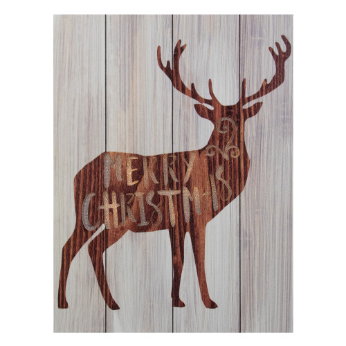 11.75" Brown Reindeer "Merry Christmas" Lighted Wall Plaque - IMAGE 1