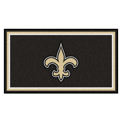 3' x 5' Brown and Ivory NFL New Orleans Saints Rectangular Plush Area Throw Rug - IMAGE 1