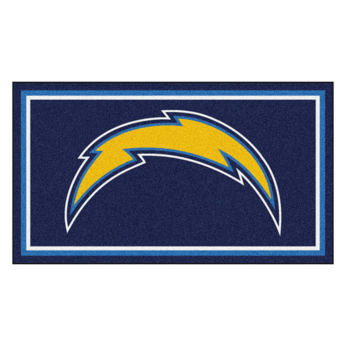 3' x 5' Blue and Yellow NFL Los Angeles Chargers Rectangular Plush Area Throw Rug - IMAGE 1