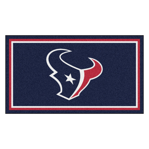 3' x 5' Blue and Red NFL Houston Texans Rectangular Plush Area Throw Rug - IMAGE 1