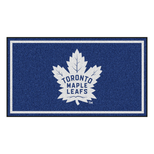 3' x 5' Blue and White NHL Toronto Maple Leafs Rectangular Plush Area Throw Rug - IMAGE 1