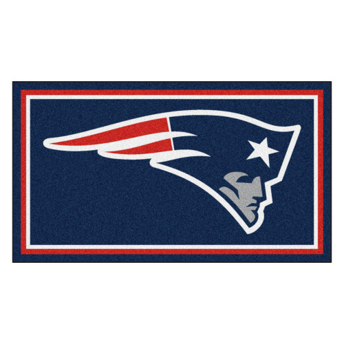 3' x 5' Blue and White NFL New England Patriots Rectangular Plush Area Throw Rug - IMAGE 1
