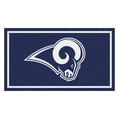 3' x 5' Blue and White NFL Los Angeles Rams Rectangular Plush Area Throw Rug - IMAGE 1