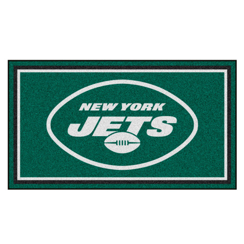 3' x 5' Green and White NFL New York Jets Rectangular Plush Area Throw Rug - IMAGE 1
