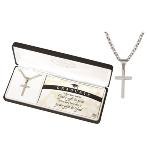 24" Silver God's Gift Cross Necklace For Men - IMAGE 1