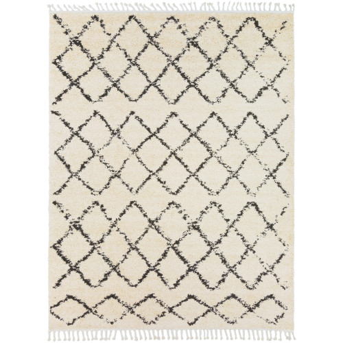 7'10" x 10'3" Diamond Pattern Gray and Beige Rectangular Machine Woven Area Rug - IMAGE 1