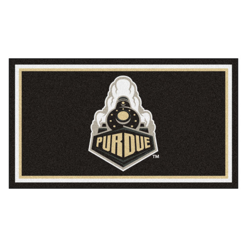 3' x 5' Black and Brown NCAA Purdue Boilermakers Rectangular Plush Area Throw Rug - IMAGE 1