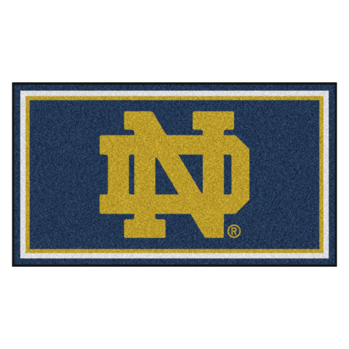 3' x 5' Blue and Yellow NCAA Notre Dame Fighting Irish Rectangular Plush Area Throw Rug - IMAGE 1