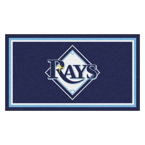 3' x 5' Blue and White MLB Tampa Bay Rays Rectangular Plush Area Throw Rug - IMAGE 1