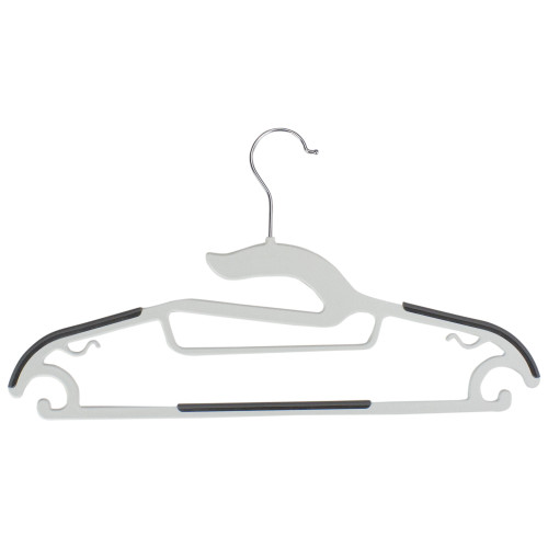 Set of 4 White Plastic Hangers With Non-Slip Shoulders - 16" - IMAGE 1
