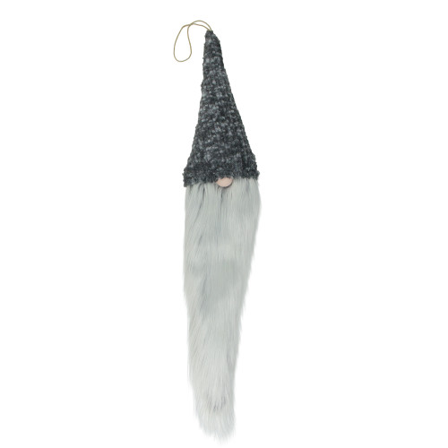 34" Gray and White Hanging Gnome Hat Christmas Decoration - IMAGE 1