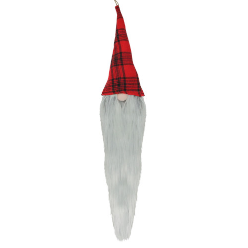 29" Red and Black Plaid Hat Hanging Christmas Gnome - IMAGE 1