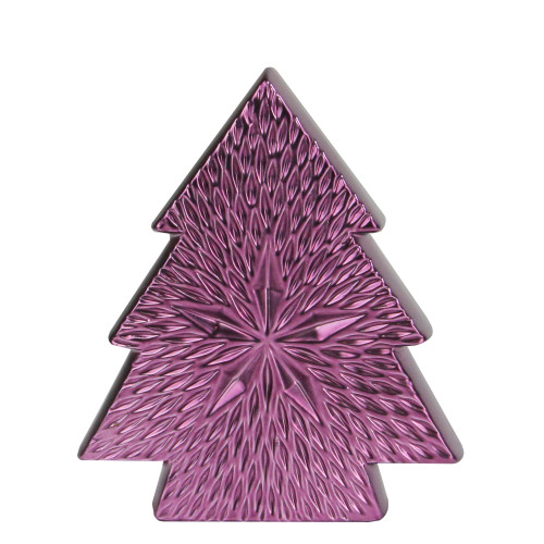 6.25" Purple Ceramic Textured Tree with Star Table Top Christmas Decoration - IMAGE 1