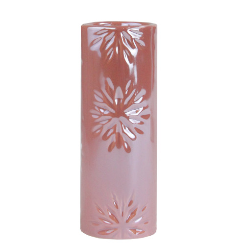 6.5" Tall Pearly Pink Snowflake Christmas Candle Holder - IMAGE 1