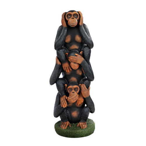 38.5" Hear See Speak No Evil Monkeys Outdoor Garden Statue - IMAGE 1