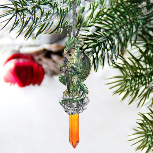 6.5" Gothic Dragon Hand Painted Holiday Ornament - IMAGE 1