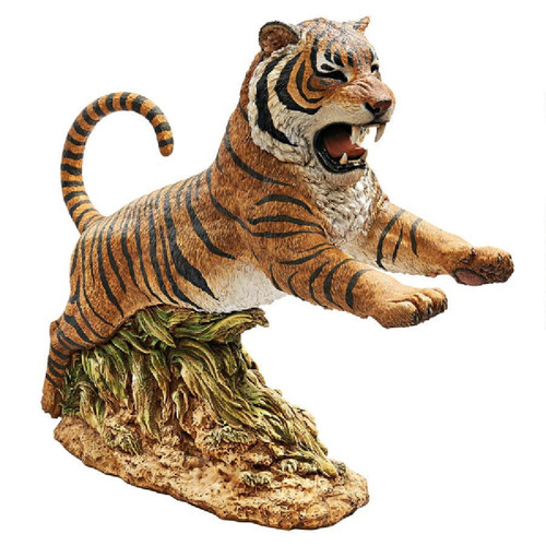 32" Bengal Tiger Leaping Jungle Outdoor Garden Statue - IMAGE 1