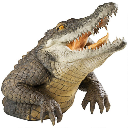 Snapping Swamp Gator Outdoor Garden Statue - 19.5" - IMAGE 1
