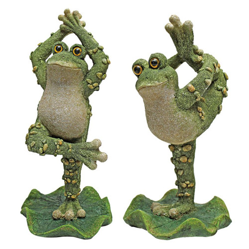 Boogie Down, Dancing Frog Outdoor Garden Statues - 9" - Set of 2 - IMAGE 1