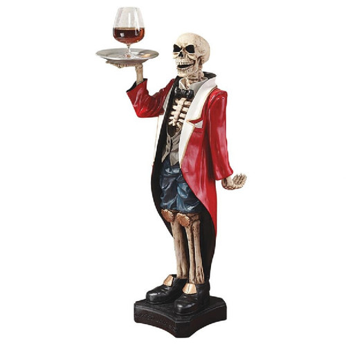 Bones the English Butler Halloween Sculptural Pedestal Table - 36" - IMAGE 1