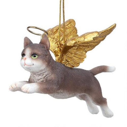 4" Flying Tabby Cat Angel Christmas Ornament - IMAGE 1