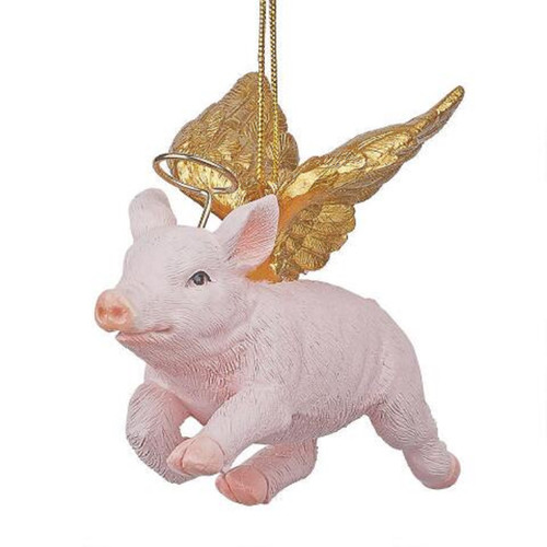 4" Flying Pig Angel Christmas Ornament - IMAGE 1