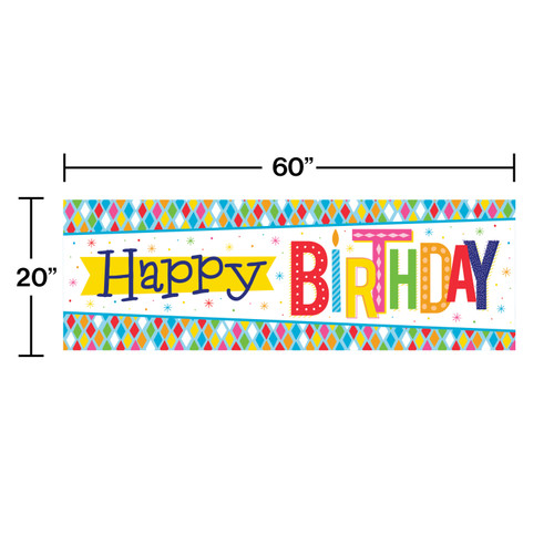 Pack of 6 Yellow and Pink "Happy Birthday" Large Party Banner 60" - IMAGE 1