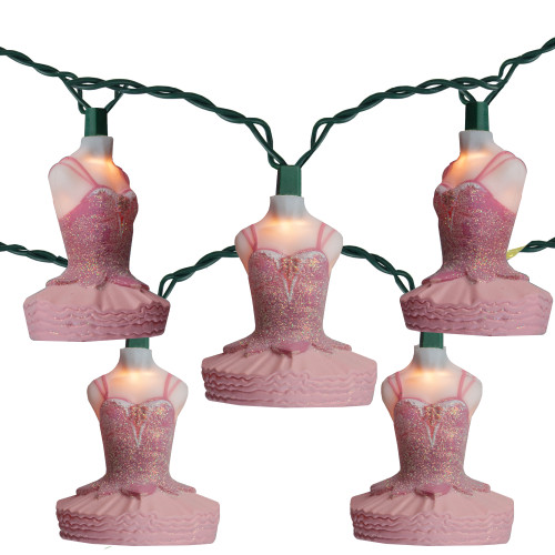 Ballerina Tutu Christmas Light Set  - 8.9ft Green Wire - 10ct - IMAGE 1