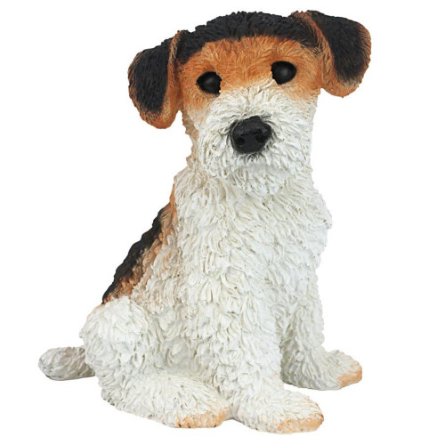9" Sitting Fox Terrier Puppy Dog Statue - IMAGE 1