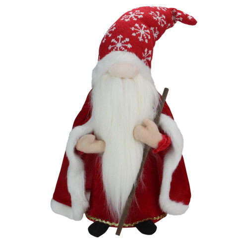 14.5" Red and White Snowflakes Santa Gnome with Cape Christmas Figure - IMAGE 1