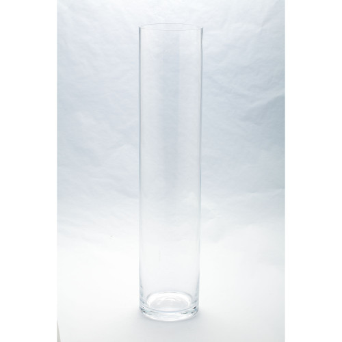 24" Clear Cylindrical Hand Blown Glass Vase - IMAGE 1