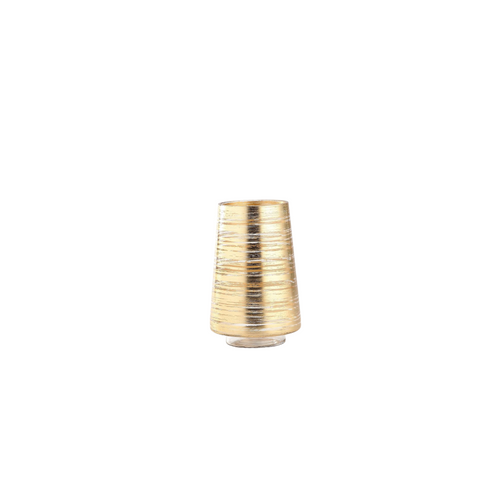 8" Cylindrical Gold Weathered Hand Blown Glass Vase - IMAGE 1