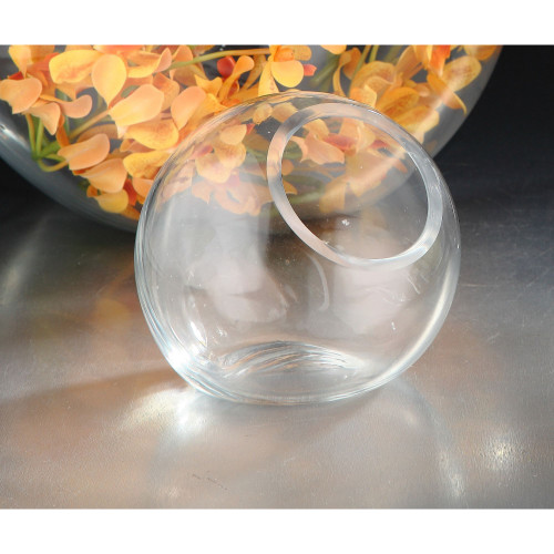 7" Clear Solid Translucent Round Glass Vase - IMAGE 1