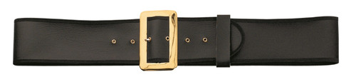 Black and Gold Naugahyde Santa Belt with Buckle – Size Extra Large - IMAGE 1