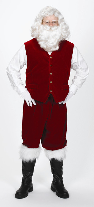 Burgundy Velvet Christmas Santa Vest with Gold Buttons– Men's Size Large - IMAGE 1