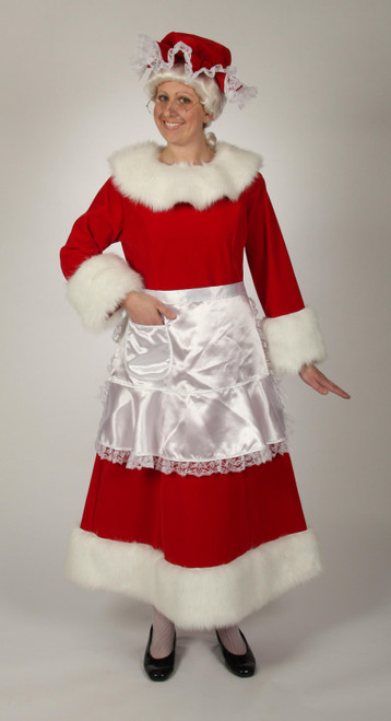 3 Piece Regal Red Velvet Mrs. Claus Dress with White Trim – Size Large - IMAGE 1