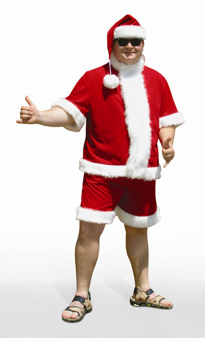3-Piece Red and White Warm Weather Christmas Santa Suit - Adult Size - IMAGE 1