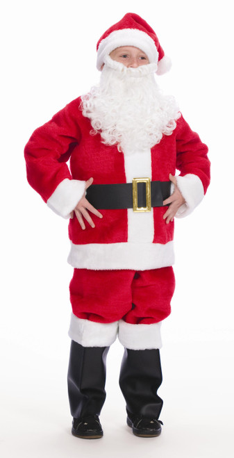 7-Piece Child's Plush Christmas Santa Suit Little Helper - Child Size Medium - IMAGE 1